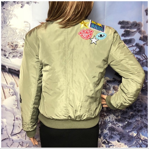 GLAMOROUS Khaki Badge Detail Bomber Jacket - Picture 2 of 5